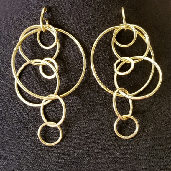 Urban Geometric Hoop Cascade Earrings - Picture 1 of 5